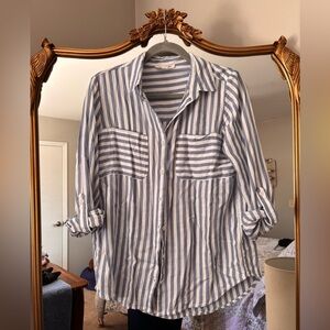 Beach LL Blue and White Striped Shirt